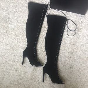 Thigh High Open Toed Lace Up Heels (NEW)